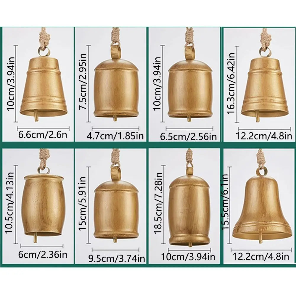 Handmade Metal Hanging Bell Wind Chimes – Retro Gold Decor Decorative Wind Chime Babs