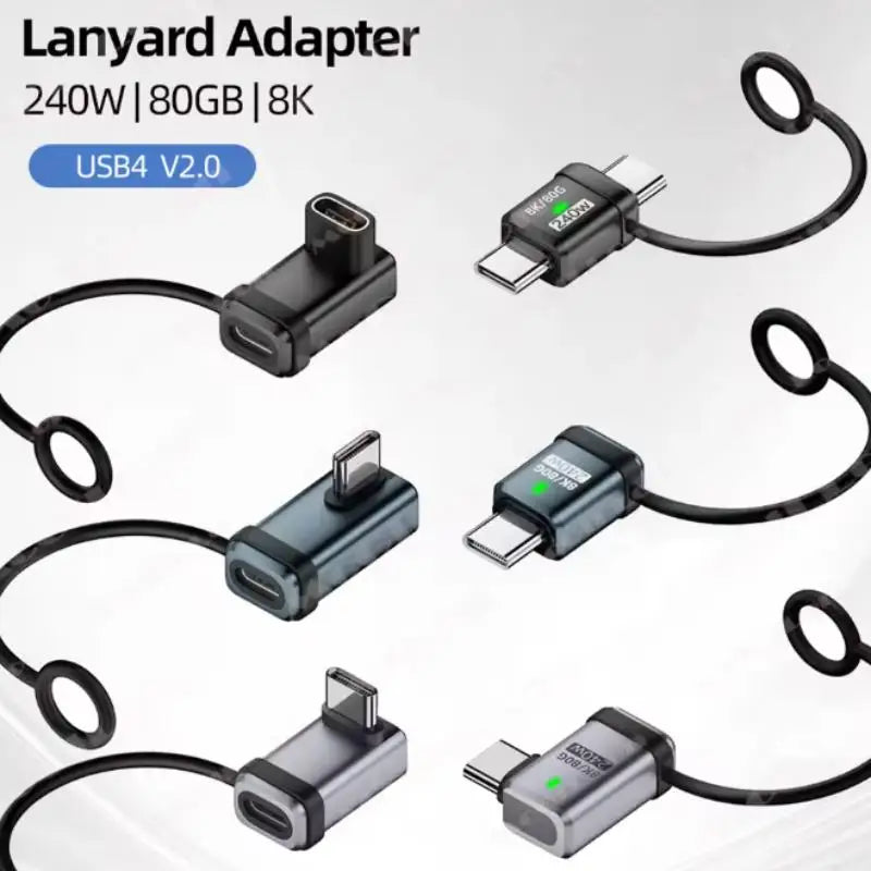 USB4 Right-Angle USB-C Adapter 240W PD 120Gbps 16K Display USB-C Adapter Babs