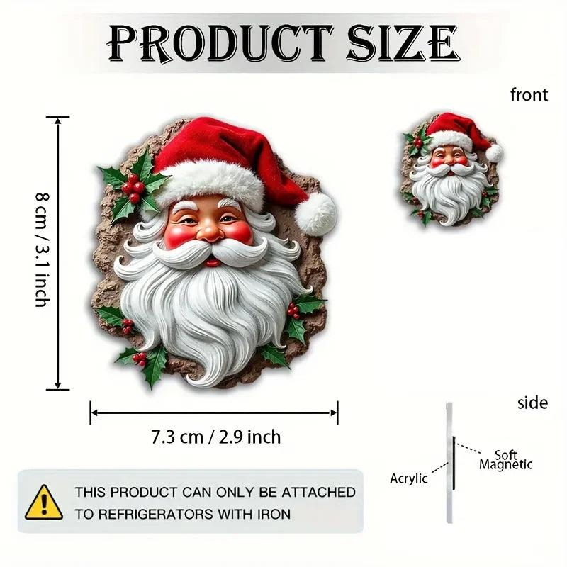 2D Flat Santa Acrylic Fridge Magnet | Christmas Decor Acrylic Fridge Magnet Babs Red