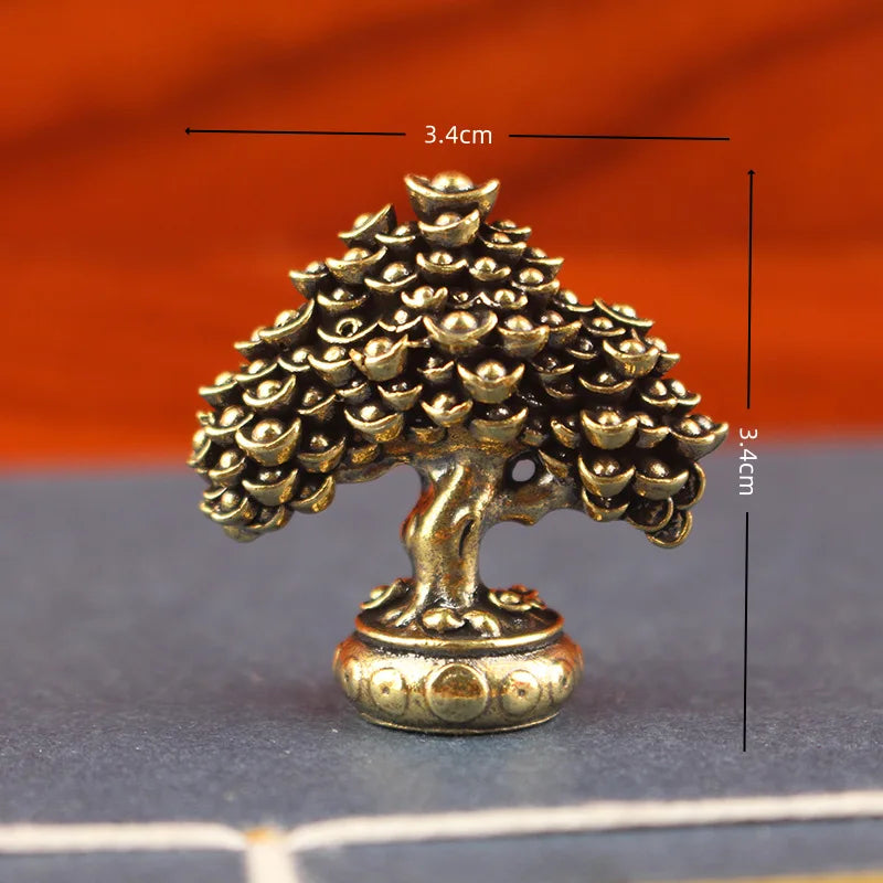 Brass Fortune Money Tree Figurine – Feng Shui Desk Sculpture Brass Desktop Sculpture Babs 1 Pcs