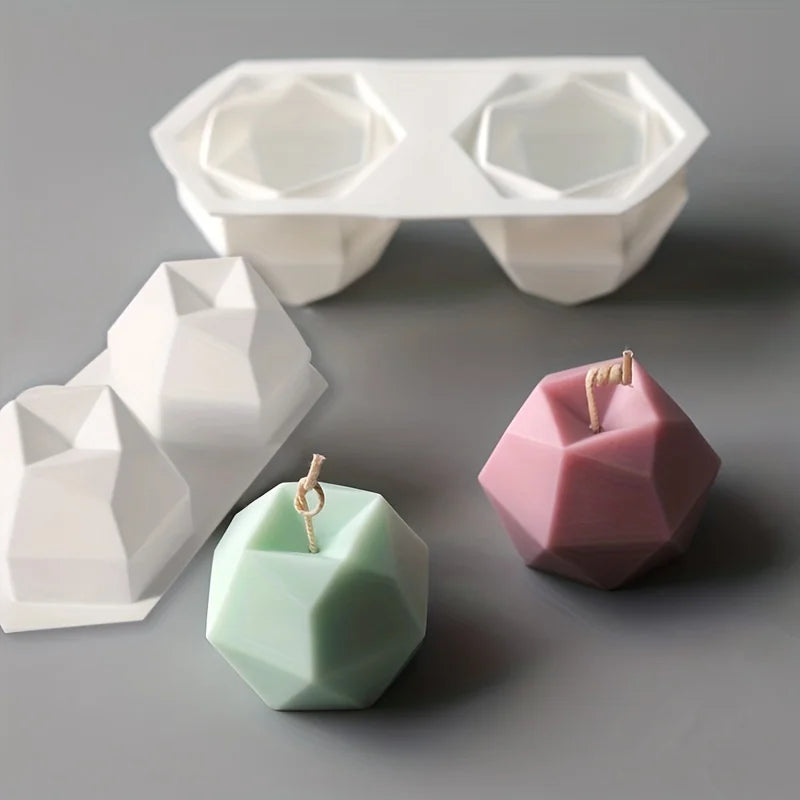 2-Grid Diamond Ball Silicone Candle Mold | Geometric DIY Silicone Candle Mold Babs