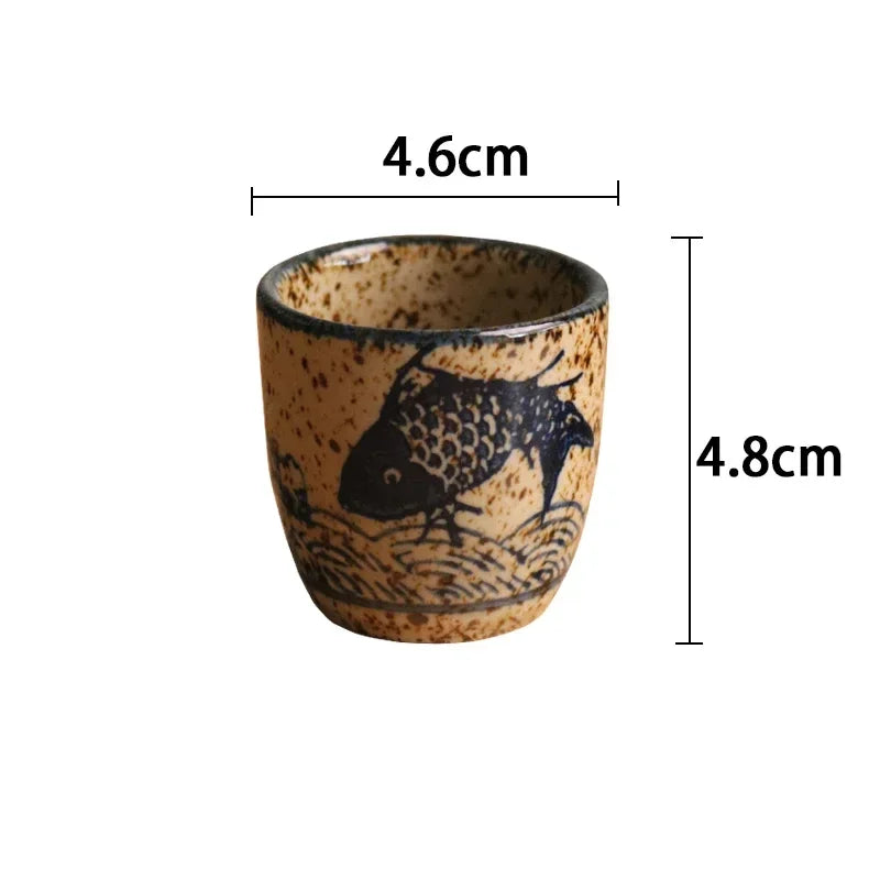 Japanese Ceramic Sake Cup Retro 50ml | Antique Style Drinkware Ceramic Sake Cup Babs A-1pc 50ml