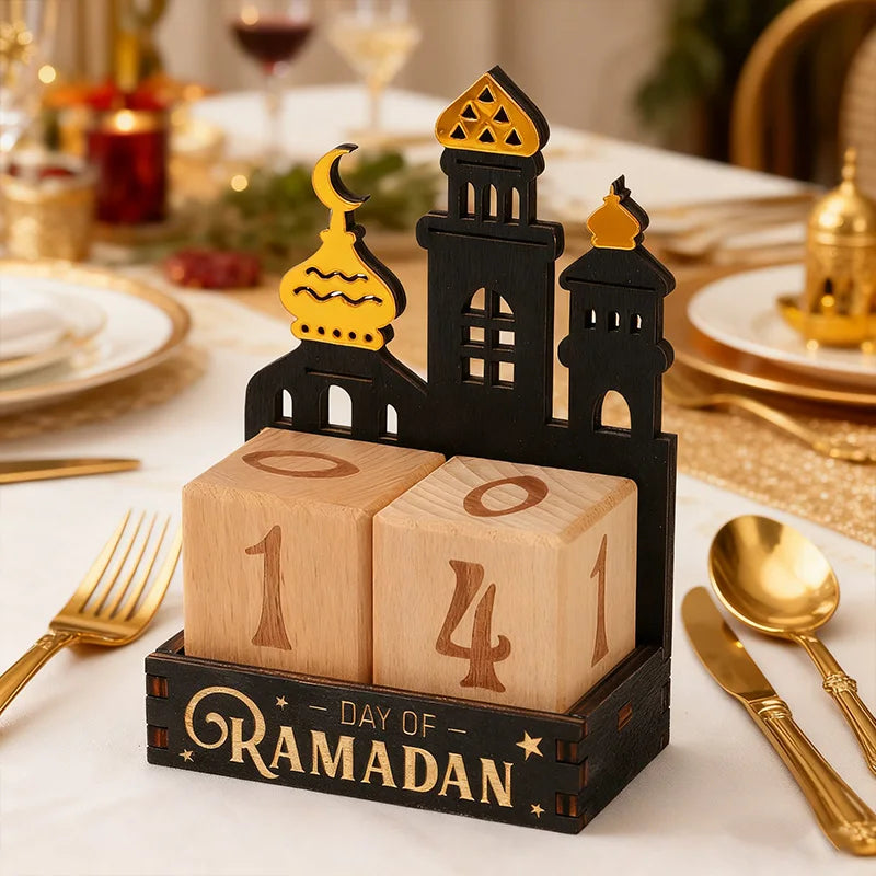 Ramadan Countdown Calendar Wooden Blocks – Eid Mubarak Decor Wooden Countdown Calendar Babs