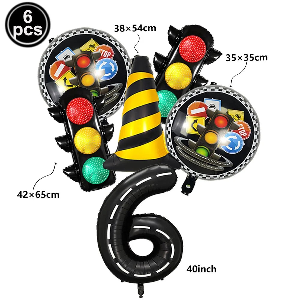 6-Piece Race Car Balloon Kit – Racing Birthday Party Decor Party Balloon Kit Babs A Number 6 As picture show