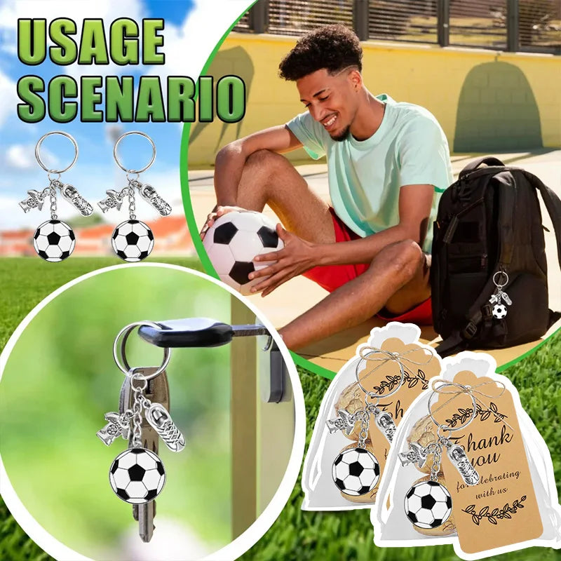 10-Set Football Keychain Party Favors with Thank You Cards Party Favor Set Babs