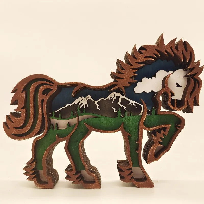 Wooden Multi-Layer Carved Animal Ornament | Home Décor Wooden Carved Ornament Babs