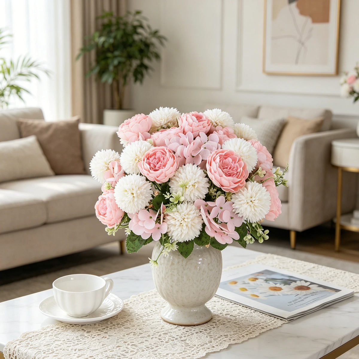 Silk Peony & Hydrangea Artificial Flower Bouquet | Wedding Décor Artificial Flower Bouquet Babs