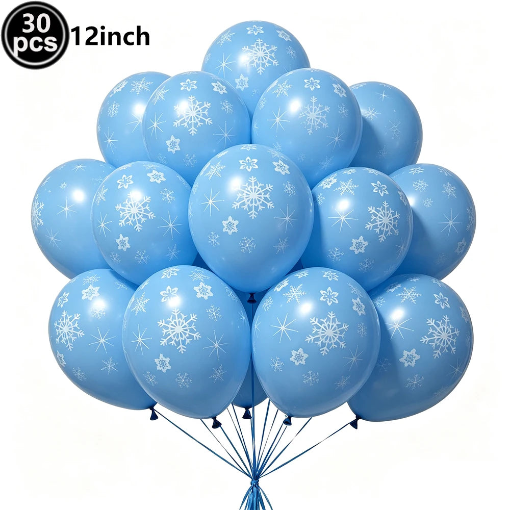 Snowflake Foil Balloons – White Pink Blue Party Décor Foil Party Balloons Babs Light Yellow As pictures show