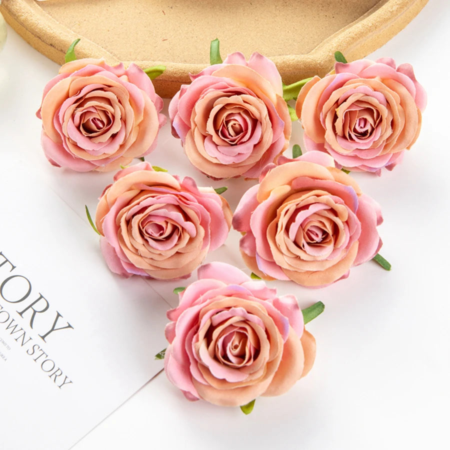 Silk Red Rose Artificial Flower Heads 5/10pcs – DIY & Decor Artificial Silk Flowers Babs Pink 5 pieces