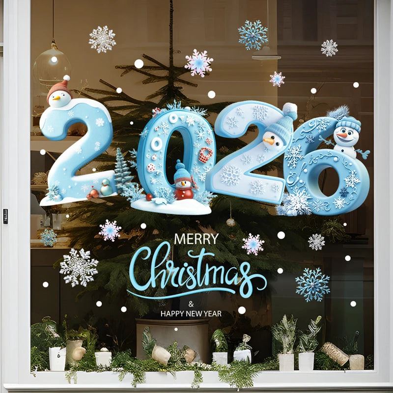 Christmas Window Stickers Snowman Snowflakes Glass Decals 2026 Holiday Window Stickers Babs