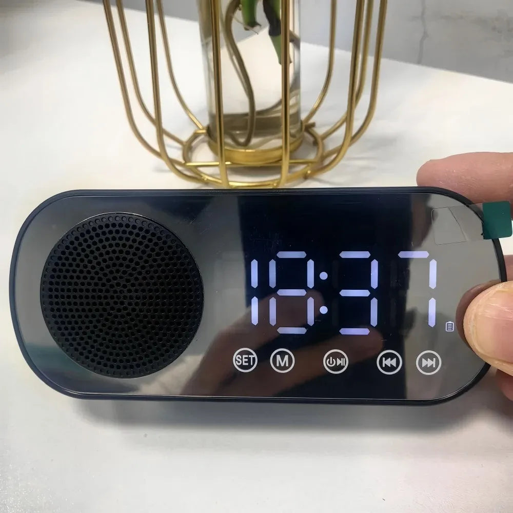 Mirror Digital Alarm Clock – FM Radio, Bluetooth & TF Speaker Digital Alarm Clock Babs black