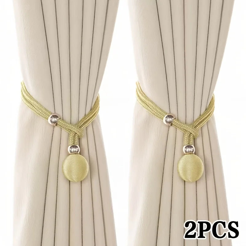 2-Pack French Round Curtain Tie Backs – Adjustable, No Drilling Curtain Tie Backs Babs golden