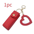 PU Leather Lipstick Holder Keychain | Mini Cosmetic Bag Lipstick Holder Keychain Babs Red 1pc