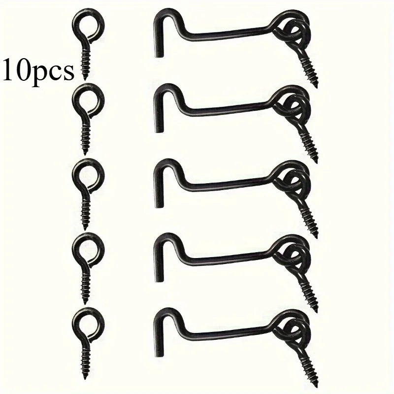 Cabin Hook & Eye Door Gate Latch with Screws – Carbon Steel Door Hook Latch Babs 10pcs
