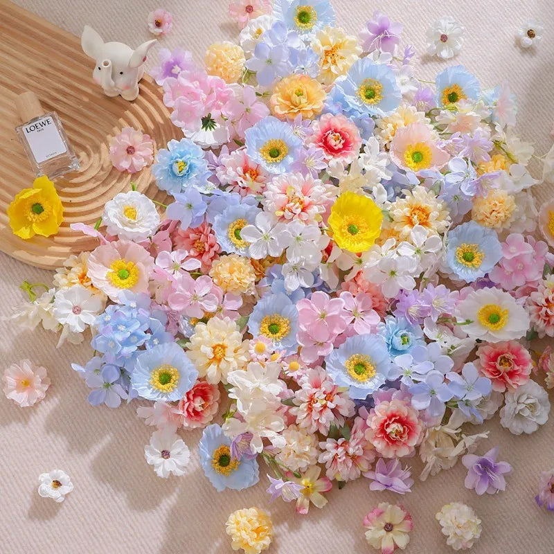 Silk Rose Artificial Flower Heads 4-6CM Mix | 20/50 Pcs Artificial Flower Heads Babs