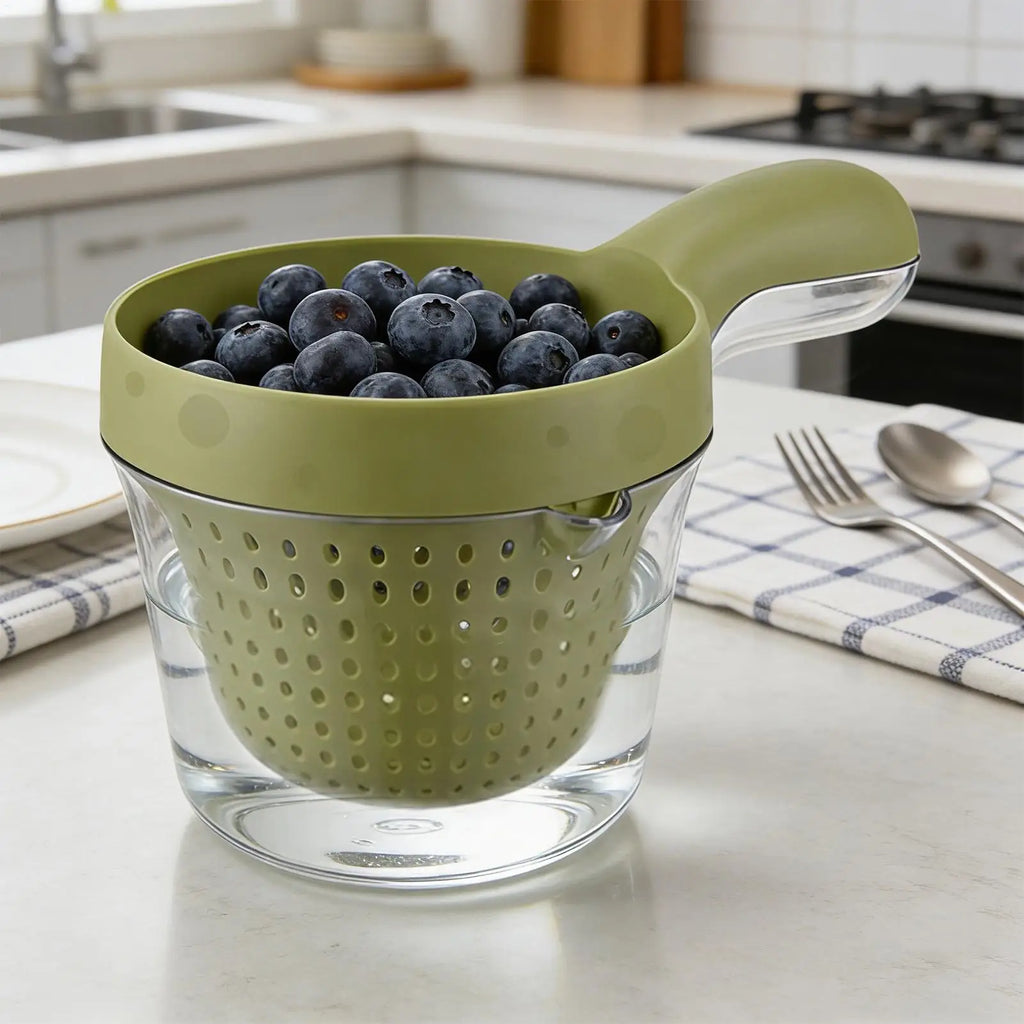 Dual-Layer Fruit & Vegetable Washing Basket with Strainer Kitchen Colander Basket Babs