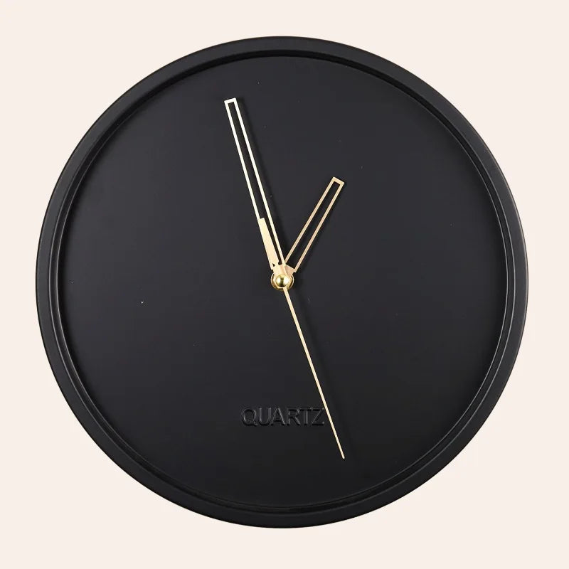 Nordic Metal Wall Clock – Silent 3D Large Modern Décor Wall Clock Babs black 12 inch