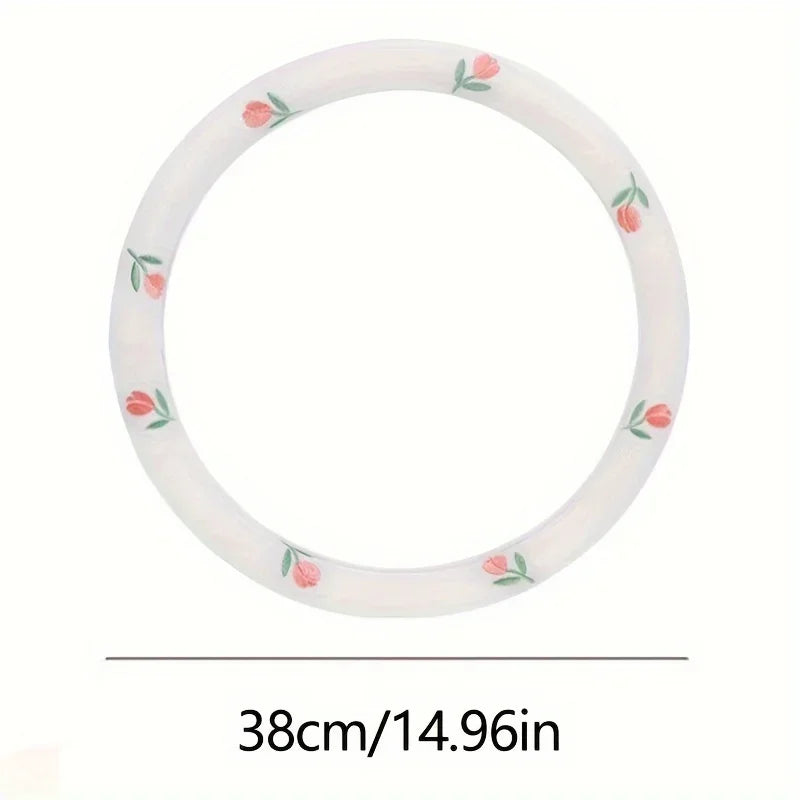 Embroidered Tulip Steering Wheel Cover – Anti-Slip, 38cm Steering Wheel Cover Babs