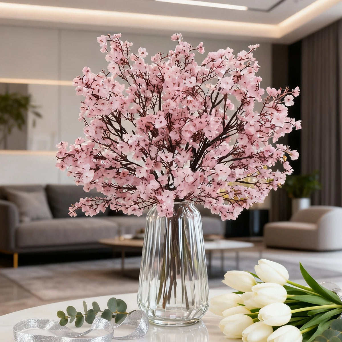 Gypsophila Silk Artificial Baby's Breath Flower Bouquet Decor Artificial Flower Stem Babs