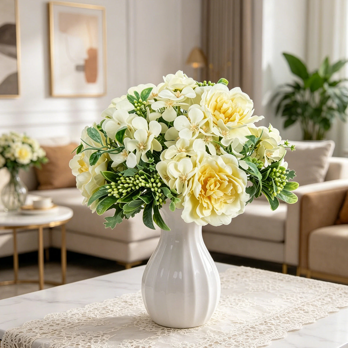 Artificial Silk Peony Bouquet – Fake Flowers for Home & Wedding Artificial Flower Bouquet Babs