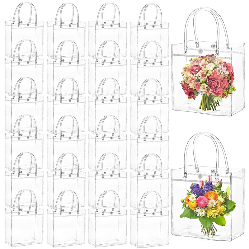 20Pcs Clear PVC Gift Bags with Handle – Party Favors PVC Gift Bags Babs