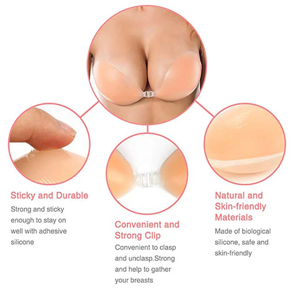 Strapless Sticky Bra Silicone Nipple Cover – Invisible Reusable Adhesive Silicone Bra Babs