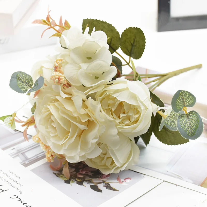 Artificial Silk Rose & Peony Bouquet – Wedding & Home Decor Artificial Flower Bouquet Babs color 5
