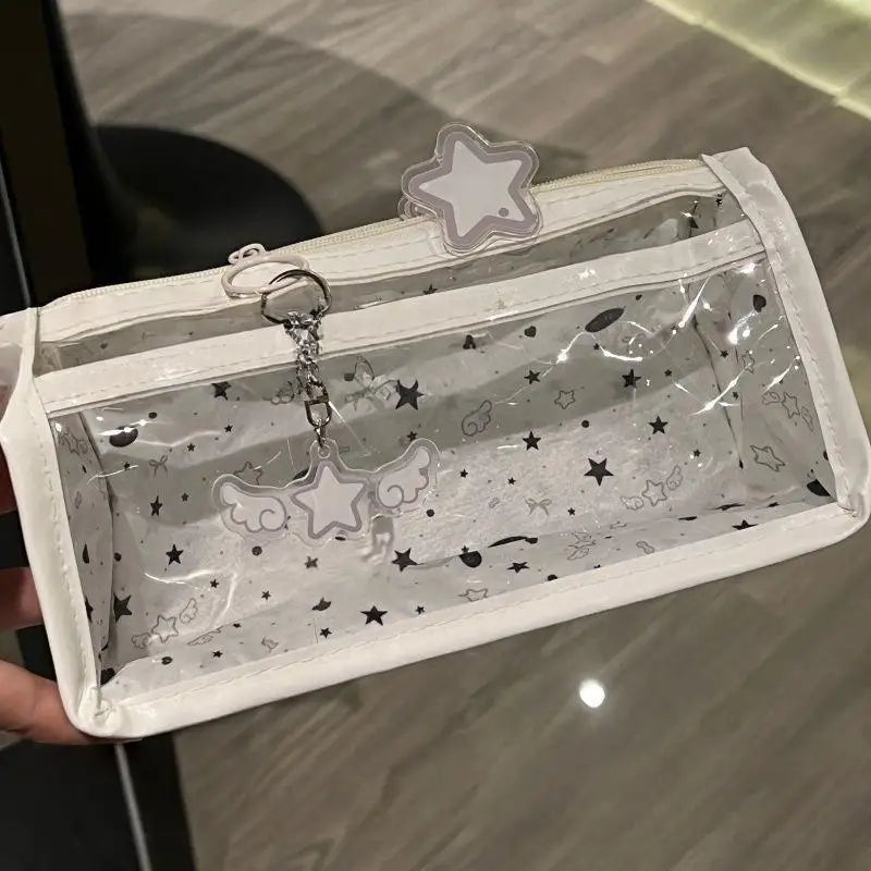 Cute Cat Star Transparent Pencil Case | Large Capacity Pen Bag Pencil Case Babs