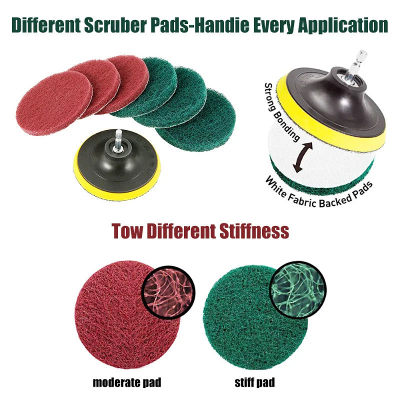 4-Inch Drill Power Brush Tile Scrubber Scouring Pads Kit Drill Scrubber Kit Babs