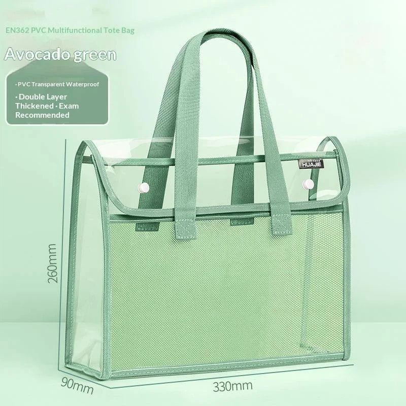 Transparent PVC Waterproof Tote Bag – Large File Organizer File Storage Tote Bag Babs Green
