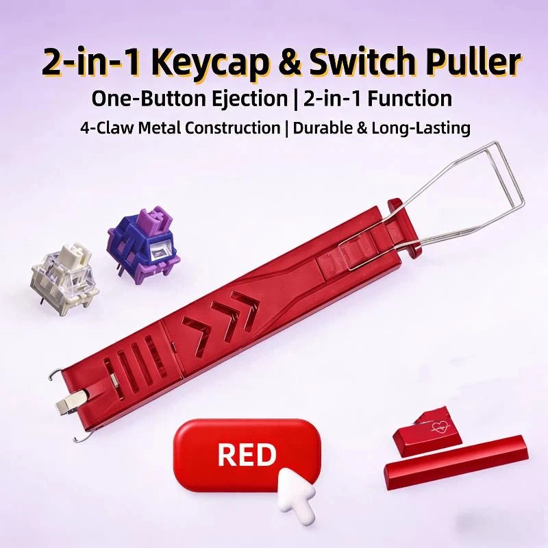 2-in-1 Keycap & Switch Puller Tool for Mechanical Keyboards Keyboard Maintenance Tool Babs Red
