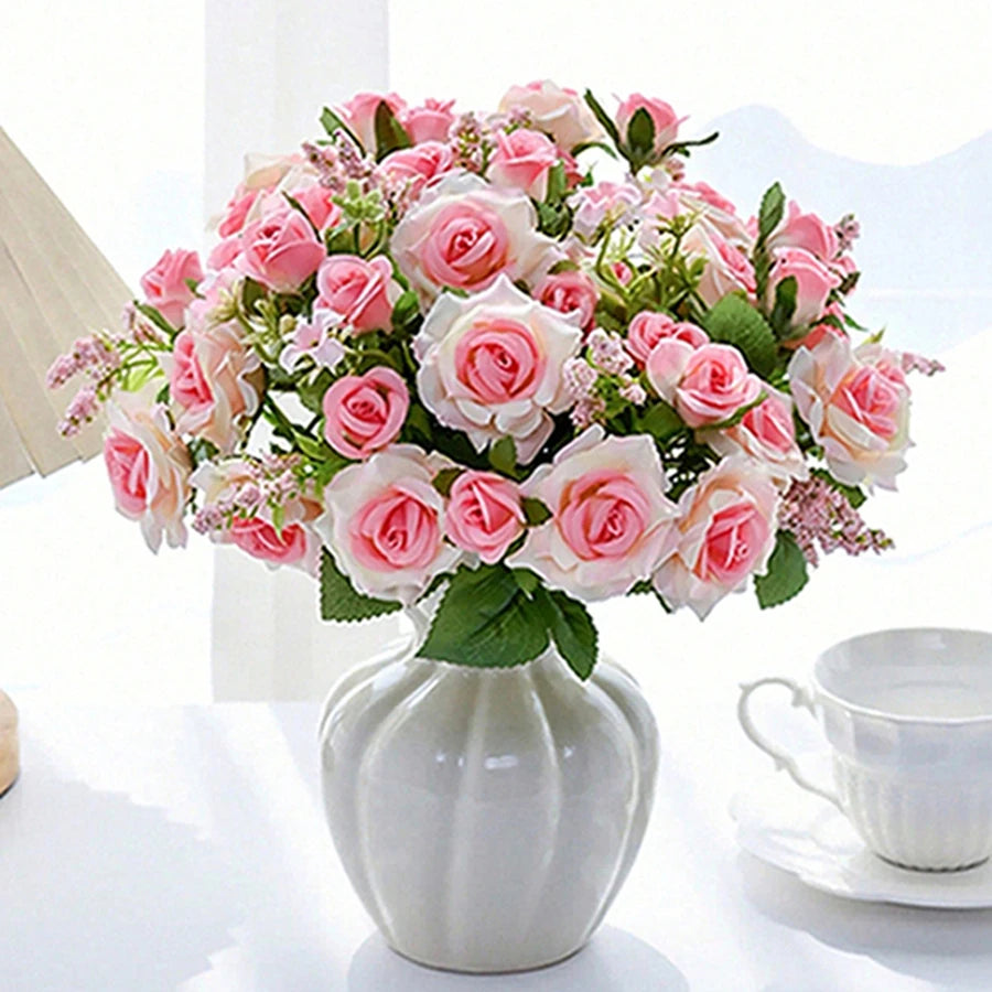 Silk Rose Artificial Flower Bouquet for Wedding & Home Decor Artificial Flower Bouquet Babs