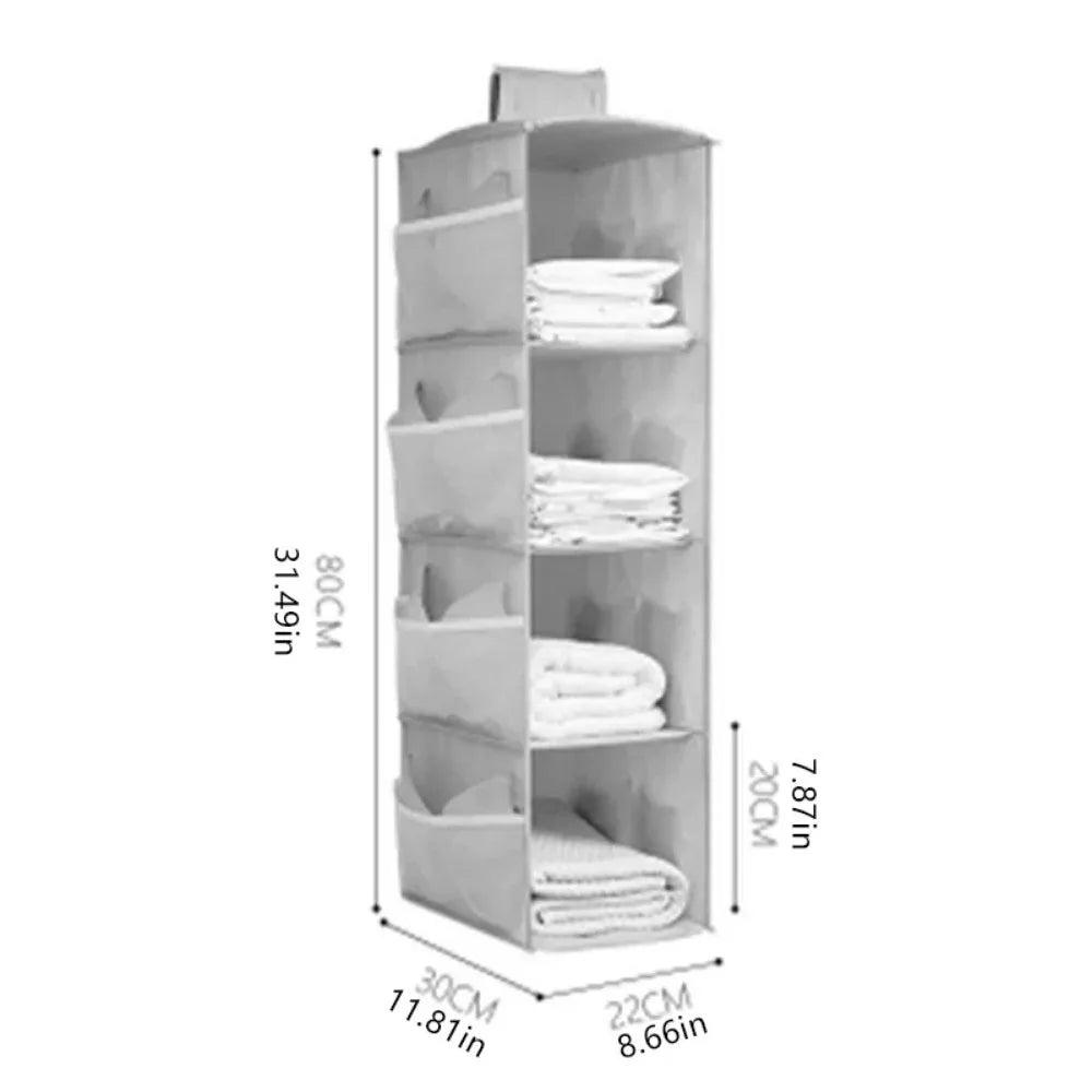 Multi-Layer Hanging Wardrobe Organizer – Non-Woven Storage Bag Wardrobe Hanging Organizer Babs K059-grey-4Tier