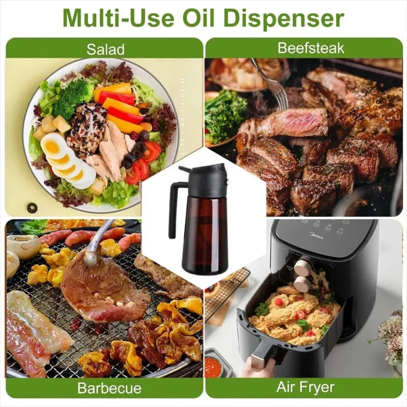 2-in-1 Glass Oil Dispenser & Sprayer Bottle 16oz – Leakproof Oil Dispenser Sprayer Babs