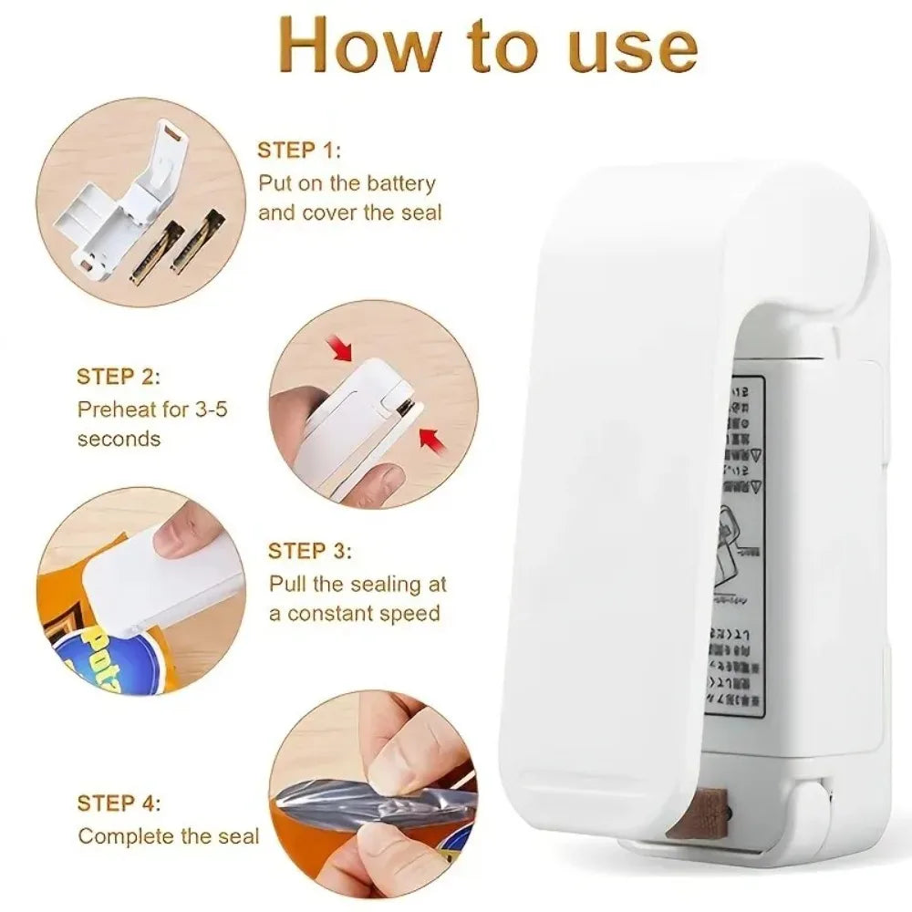 Mini Handheld Heat Sealer – Portable Battery-Powered Bag Sealer Handheld Bag Sealer Babs