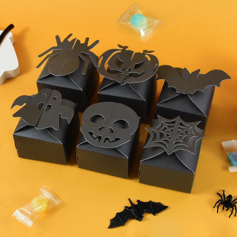 6pcs Halloween Candy Gift Boxes – Spider Bat Pumpkin Treat Bags Halloween Treat Boxes Babs