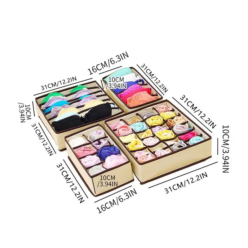 Fabric Grid Storage Box – Underwear, Bra & Sock Organizer Drawer Storage Organizer Babs