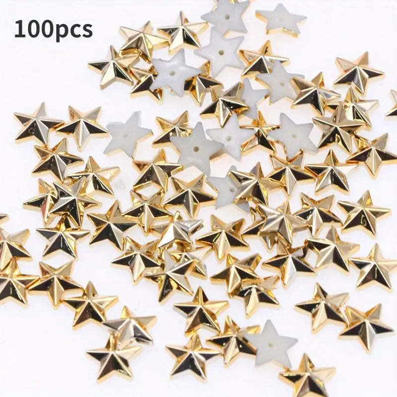 100pcs Acrylic Star Gems Flat Back Gold Silver DIY Clothing Decor DIY Craft Embellishments Babs golden