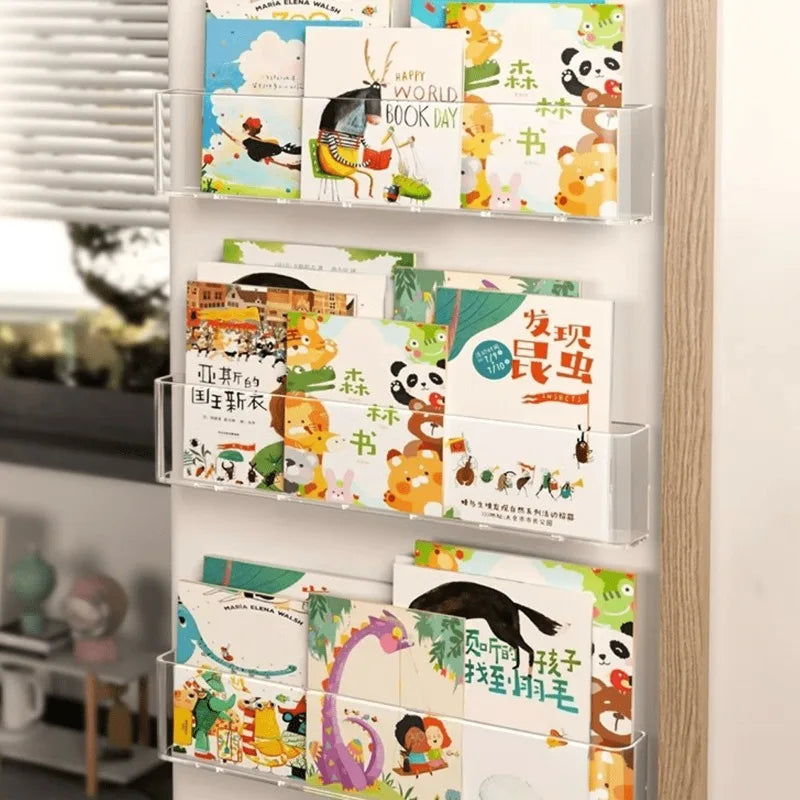 Acrylic Wall Mounted Book & Magazine Display Rack Wall Mounted Book Rack Babs