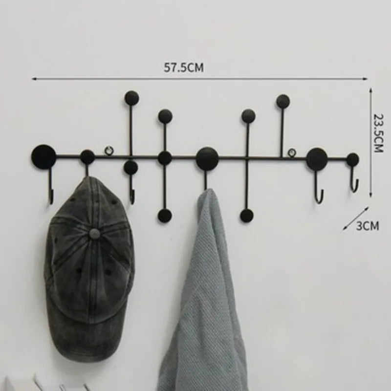 Wall Mounted Metal Coat Rack – 6-Hook Modern Minimalist Design Wall Mounted Coat Rack Babs Black-6 Hooks