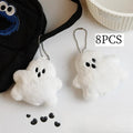 8 White Plush Keychains – Fluffy Stuffed Doll Pendants & Gifts Plush Keychain Set Babs WHITE 10cm