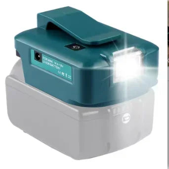 Makita 18V/14.4V Battery Adapter ADP05 – LED Light & Dual USB Battery Adapter Babs For Maikta with clip