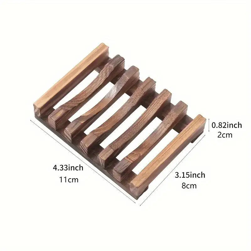 2pcs Wooden Self-Draining Soap Dish for Bathroom Sink Wooden Soap Dish Babs