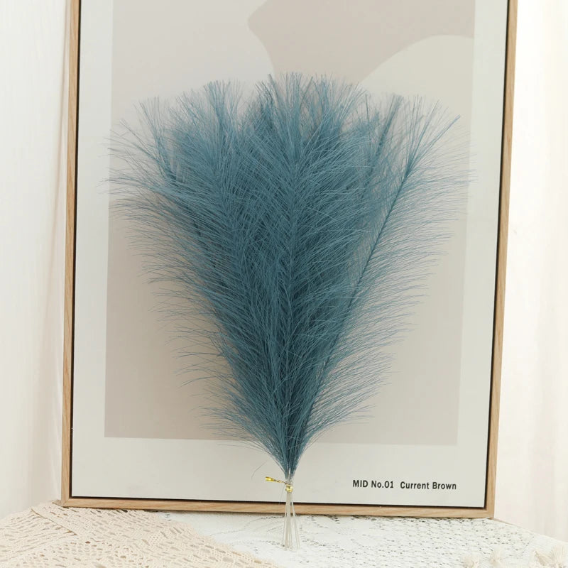10-Piece Artificial Pampas Grass Bouquet – Boho Home Decor Artificial Floral Bouquet Babs Blue