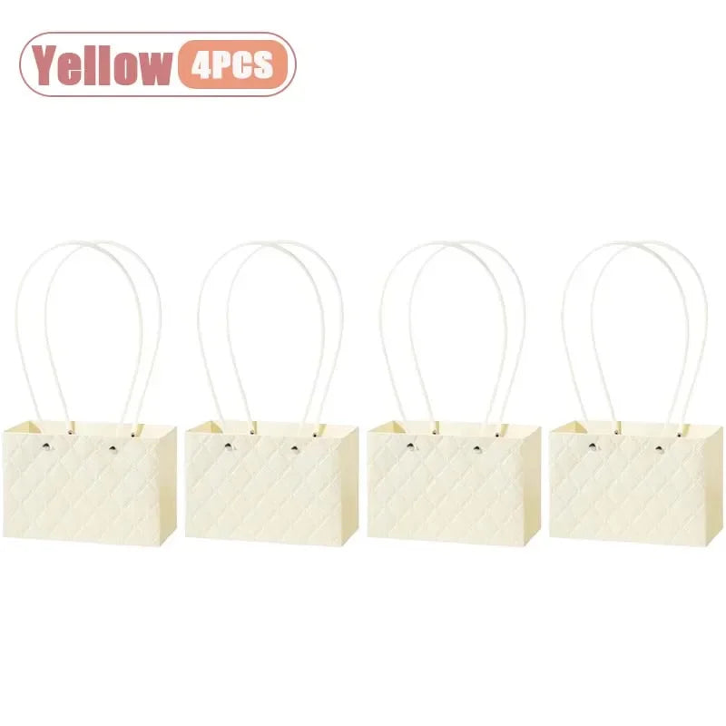 Reusable Waterproof Floral Gift Tote Bags – Wedding & Party Floral Gift Tote Bags Babs Yellow-4PCS 22x10x13cm