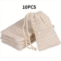 10-Pack Sisal Soap Saver Pouches with Drawstring & Wooden Bead Soap Saver Pouch Babs 10pcs