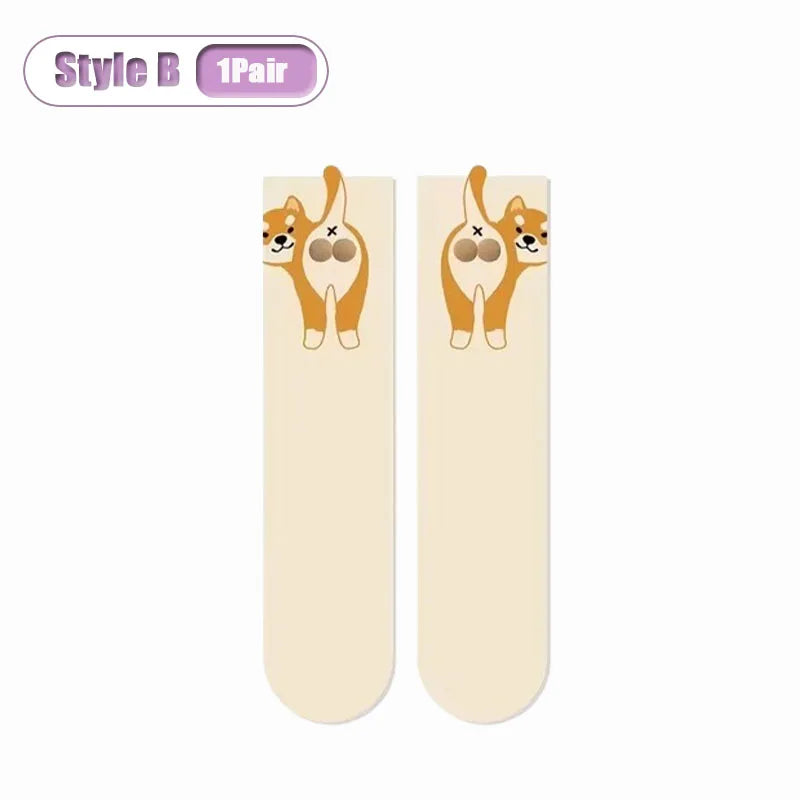 3D Dog Egg Novelty Crew Socks – Fun Couples Mid-Calf Novelty Crew Socks Babs Style B-1Pair 35-39