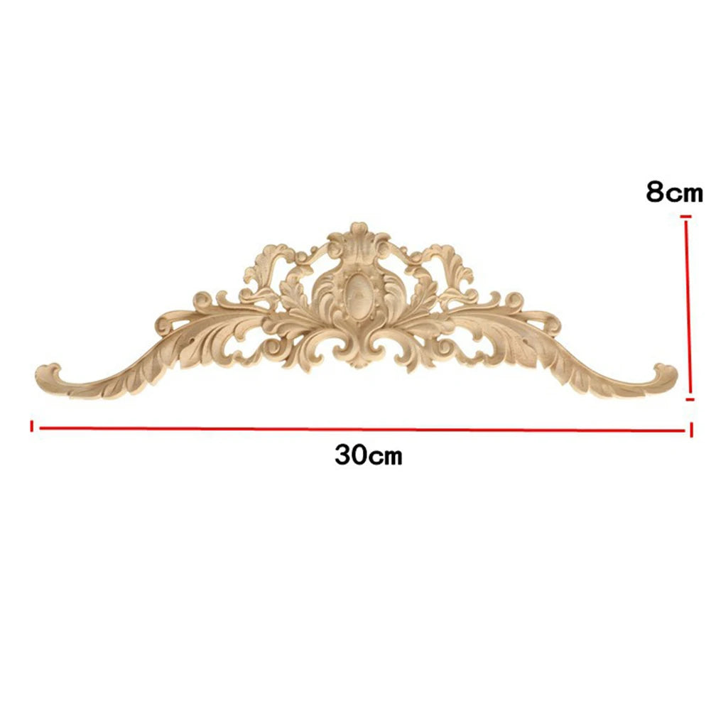 Retro Wood Applique Onlay Decal – Carved Furniture Door Decor Wood Applique Decal Babs A 30x8CM