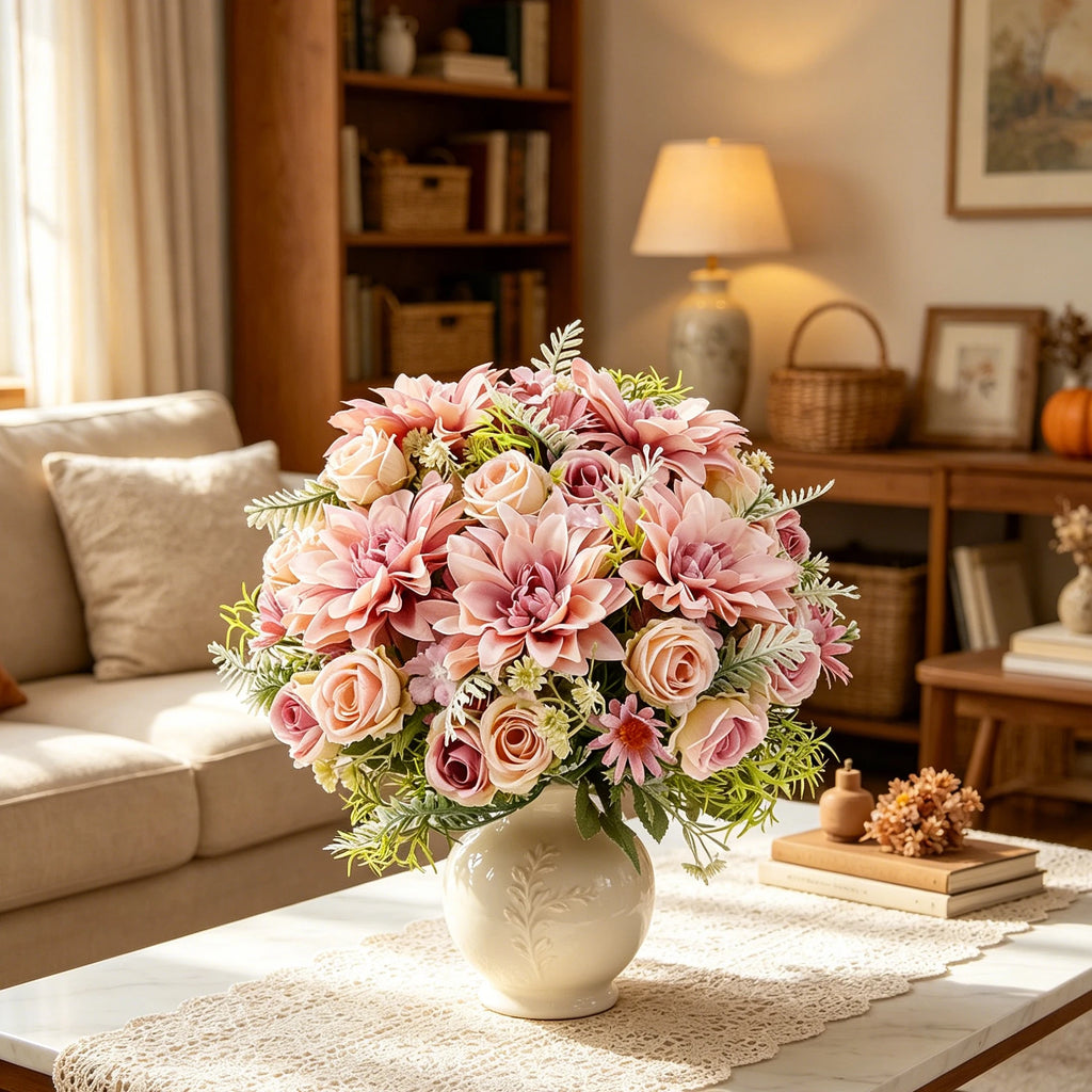 Artificial Silk Rose Bouquet – Wedding & Home Fall Decor Artificial Flower Bouquet Babs
