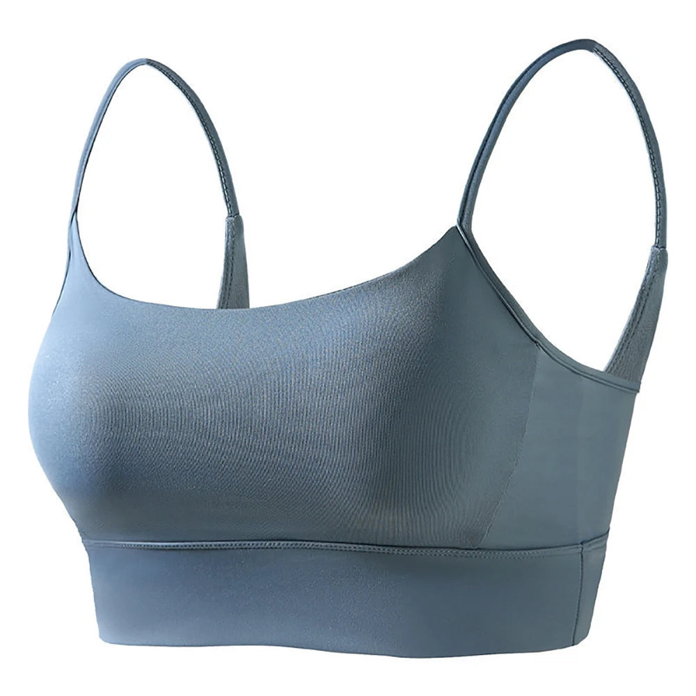 Women's Low Back Padded Sports Bra – Wireless Yoga Bralette Sports Bra Babs Blue L